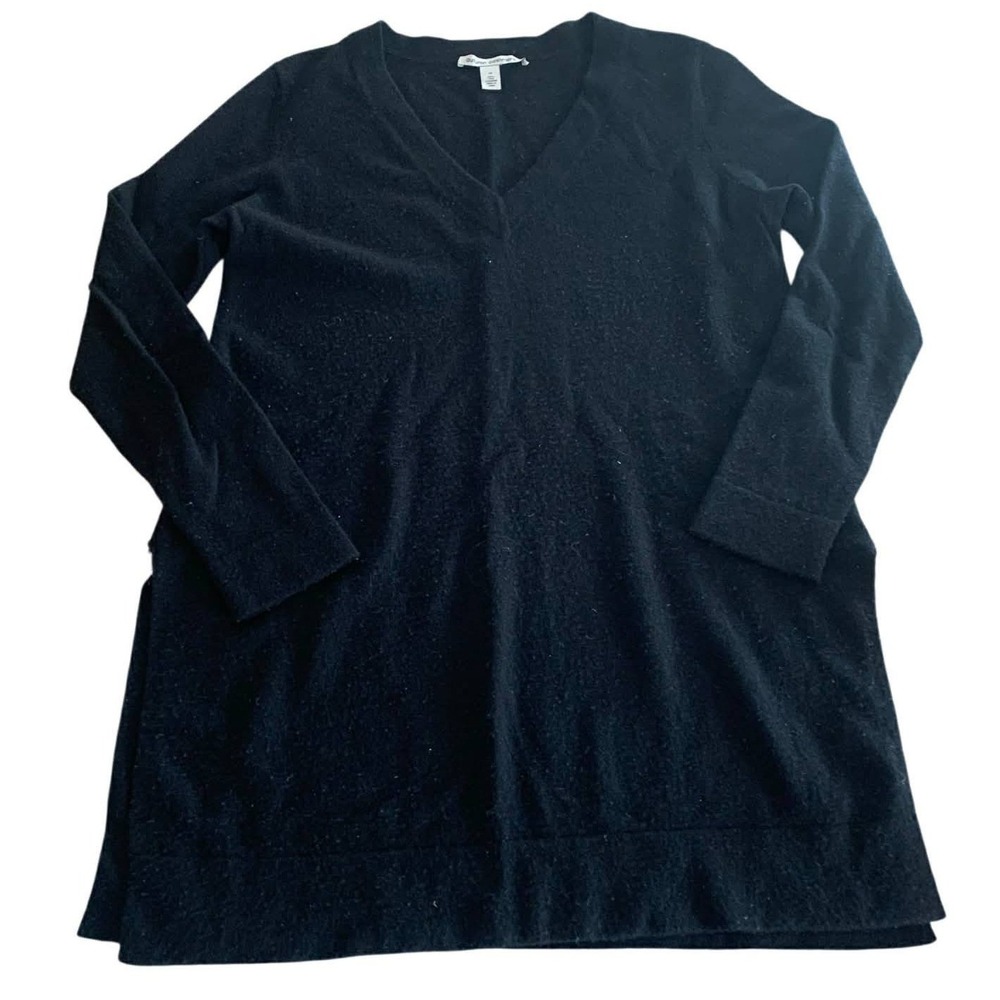 Autumn Cashmere V Neck Sweater M Black Luxury 100% Cashmere Tunic Dress Slits
